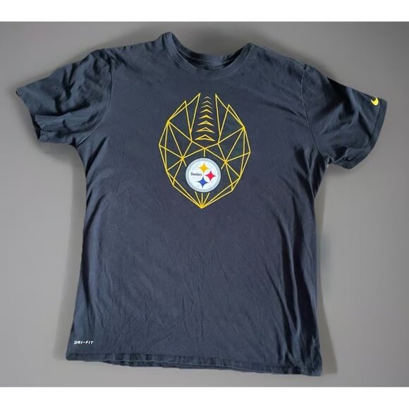 Pittsburgh Steelers Nike Tee Dri Fit Shirt Mens Black Printed NFL Logo XL - Picture 1 of 3